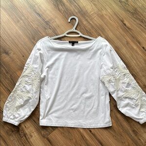 Banana Republic White Boxy 3/4 Sleeve Blouse